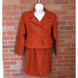 Vtg 80's 2 piece Skirt Blazer Suit Set by Jennifer James size 6 Burnt Orange